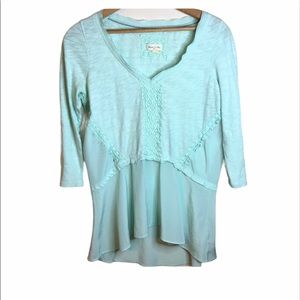 Anthropologie Mixed Media V-neck Blouse